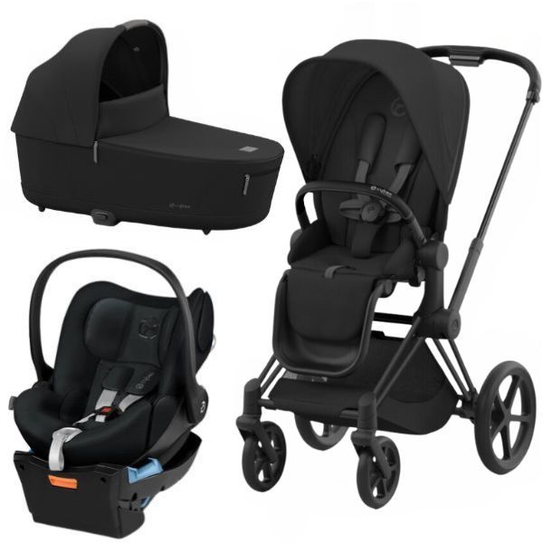 Cybex Priam V22 Pram with Matt Black Chassis + Priam Lux Carry Cot 2024 Sepia Black + Cloud Q Capsule with Base Stardust Black