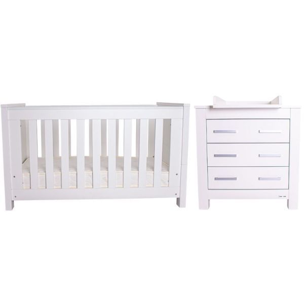 Love n Care Bordeaux Cot + Bordeaux Chest White + Mattress
