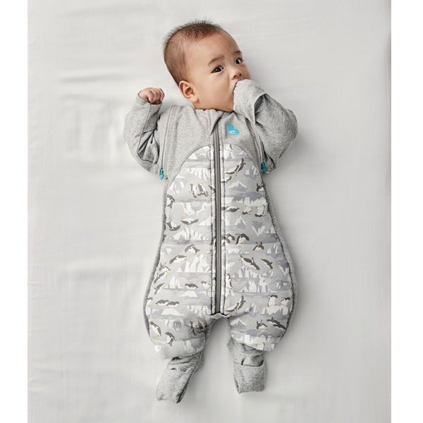 Love To Dream Swaddle UP Transition Suit Extra Warm Grey Penguin Parade 3.5Tog Medium Kiindred