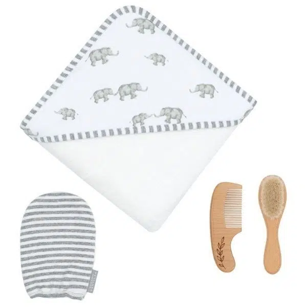 Living Textiles Bath Gift Set Watercolour Elephant
