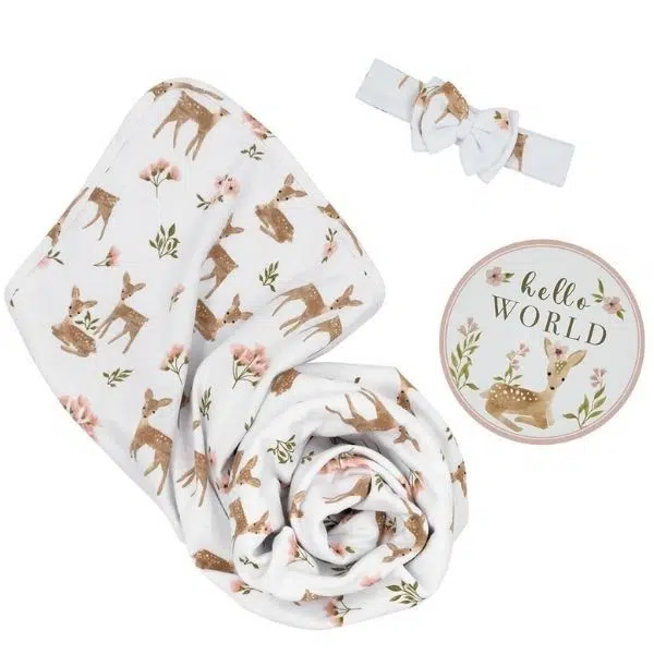 Living Textiles Hello World Sophia's Garden Newborn Gift Set Fawn