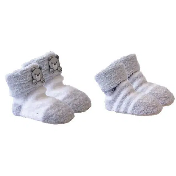 Playette Chenille Bootie Socks 2pk Grey