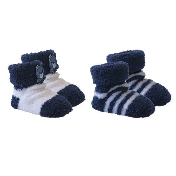 Playette Chenille Bootie Socks 2pk Navy