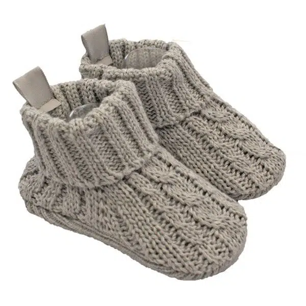 Playette Cable Knitted Booties Grey 0-6M