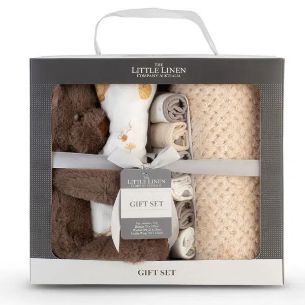 The Little Linen Company Boxed Gift Set Nectar Bear