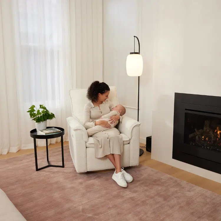 Louie Electric Recliner Glider Nursery Chair in Coconut Teddy