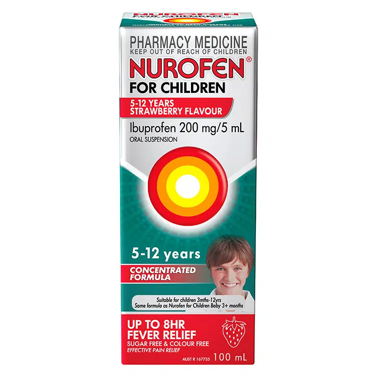 Nurofen for Children 5 years - 12 years Strawberry/Orange ibuprofen 200mg/5ml
