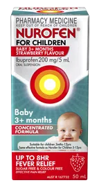 Nurofen for Children 3+ months Strawberry 50ml ibuprofen 200mg/5ml