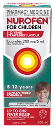 Nurofen for Children 5 years - 12 years Strawberry/Orange ibuprofen 200mg/5ml