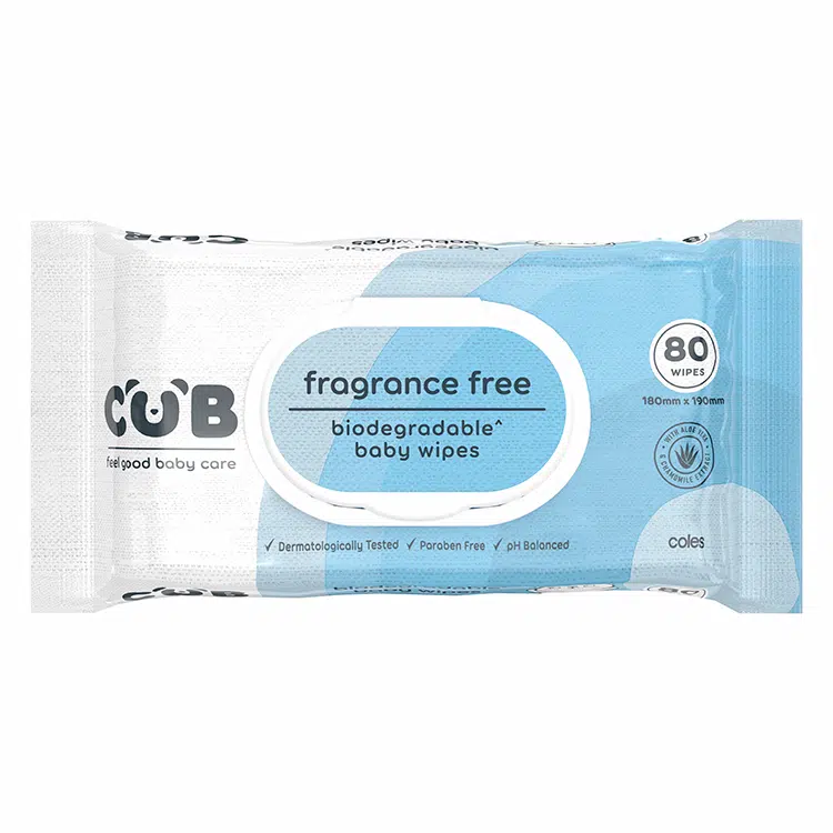CUB Biodegradable Fragrance Free Baby Wipes | 80 pack