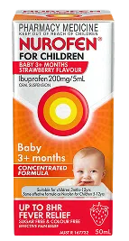 Nurofen for Children 3+ months Strawberry 50ml ibuprofen 200mg/5ml