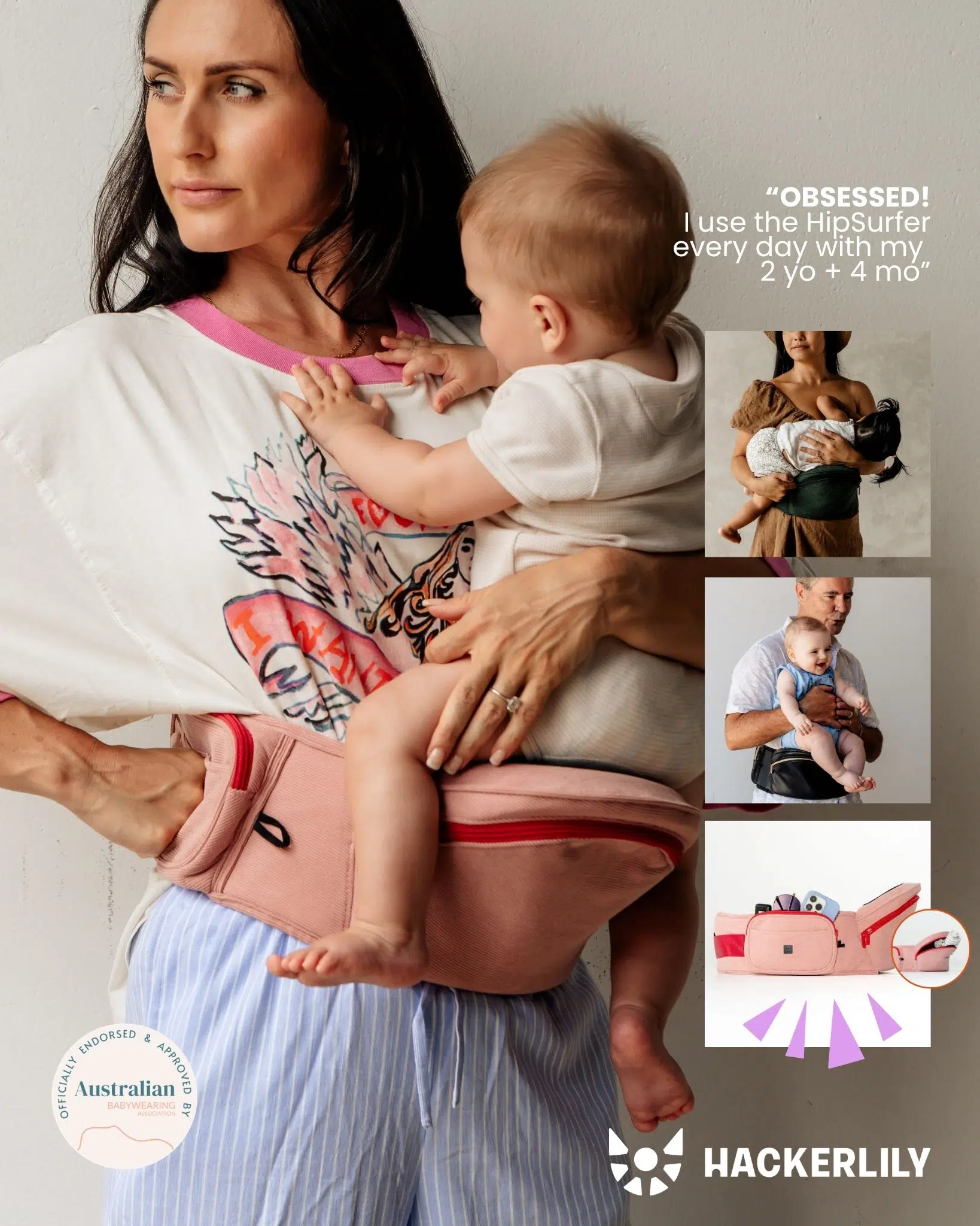 Hackerlily HipSurfer Baby Carrier, Bum Bag + Nursing Ledge (In One)