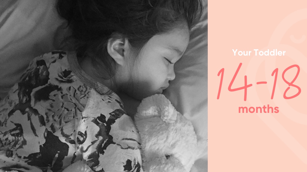 Toddler sleeping with teddy bear